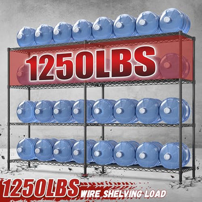 REIBII 69.8" W Storage Shelves 1250LBS Wire Shelving Unit 4 Tier Metal Shelving for Storage Rack Shelves Adjustable Heavy Duty Garage Shelf Pantry Shelves Kitchen Shelving, 69.8"Wx15.8"Dx62.9"H,Black - style: Black-15.8"Dx69.8"Wx62.9"H-4 Tier
