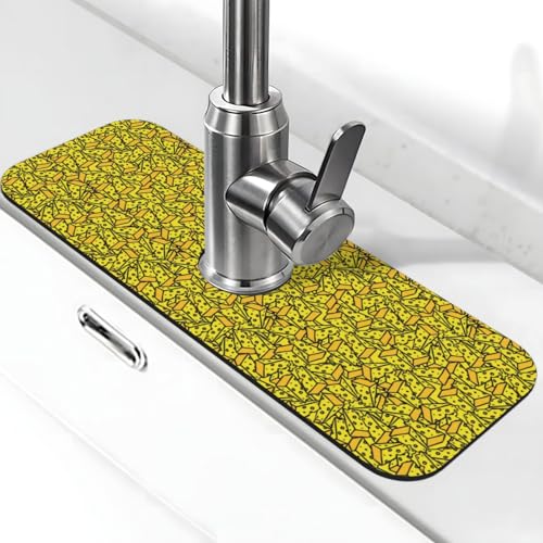 Cheese Faucet Mat For Kitchen Sink, Absorbent Countertop Protector, Quick Dry Sink Splash Guard Pad, Waterproof Draining Mat 15" X 5.5" - color: Style 10