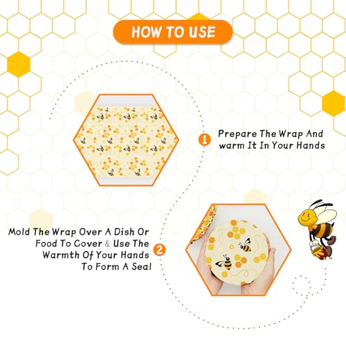 Beeswax Wraps for Food Roll(13x39inch), Organic Beeswax Wrap Beeswax Food Wraps Reusable Food Wrap Sustainable Beeswax Paper Beeswax Sandwich Wrap Beeswax Storage Cloth (Bees) - color: Yellow