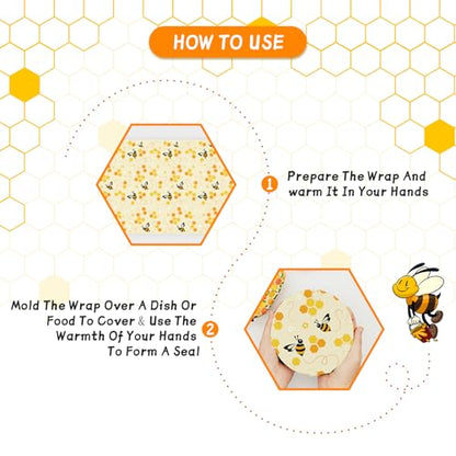 Beeswax Wraps for Food Roll(13x39inch), Organic Beeswax Wrap Beeswax Food Wraps Reusable Food Wrap Sustainable Beeswax Paper Beeswax Sandwich Wrap Beeswax Storage Cloth (Bees) - color: Yellow