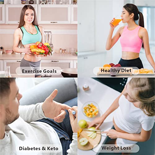 UNIWEIGH Smart Digital Food Scale Grams and Ounces Kitchen Scale 0.1g/3kg | Scale with Nutritional Calculator,Food Weight Scale for Weight Loss,Keto, Macro,Calorie,Meal Prep,6 units,LCD display