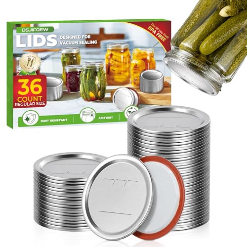 36Pcs Canning Lids Regular Mouth, 70mm Food Grade Mason Jar Lids, 100% Fit Airtight Lids for Ball and Kerr Preserving Jars - size: 36 Lids for Regular Mouth Jar