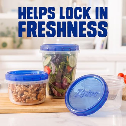Ziploc Twist n Loc Food Storage Containers, Leak Resistant Design, Small and Medium Round, Variety Pack, 5 count