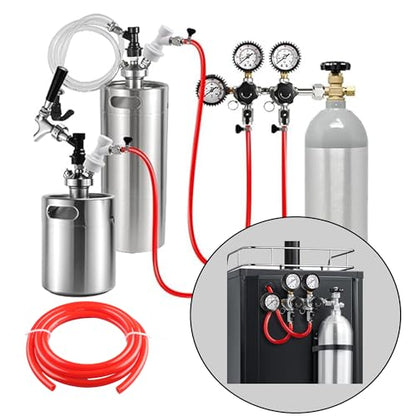 20FT CO2 Gas Line 5/16" ID 9/16" OD CO2 Vinyl PVC Tubing with Hose Clamps Replacement Hose Kit for Home Brewing, Gas Manifold, Keg Regulator by GWENBHMTOOL - color: Red