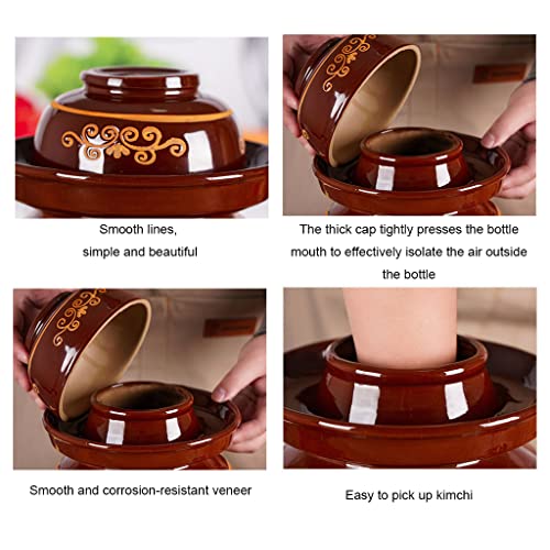 ZHOUXIAO Large Pickle Jar Ceramic Jar with Lid,Traditional Chinese Fermentation Kit Crock with Water Seal Airlock Lid, Fermentation Jar for Kimchi,Sauerkraut,Kombucha Jar 4KG