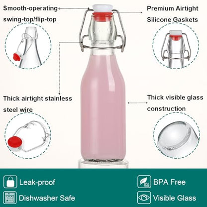 ZEBEIYU 12 Pack 8.5 oz swing top glass bottles,flip top glass bottle with airtight lid for home brewing,kombucha,kefir,vanilla extract,beer,oil,vinegar,homemade juices,soda,beverages,2nd fermentation - size: 8.5 oz
