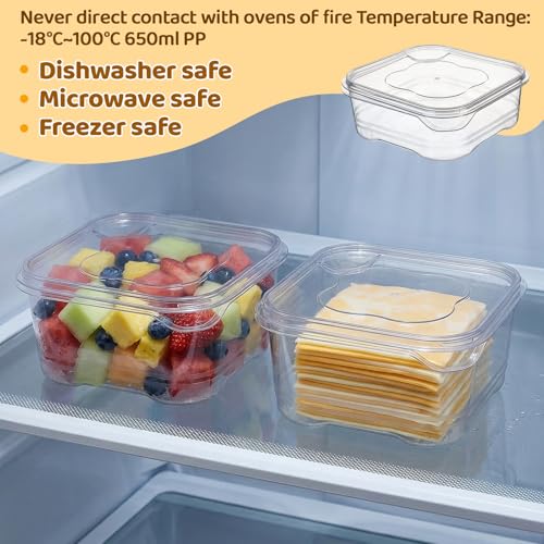 Cheese Container for Refrigerator 2 Pcs Reusable Sliced Cheese Container Clear Plastic Cheese-Slice Holder for Fridge, Fruits, Vegetables