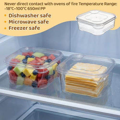 Cheese Container for Refrigerator 2 Pcs Reusable Sliced Cheese Container Clear Plastic Cheese-Slice Holder for Fridge, Fruits, Vegetables