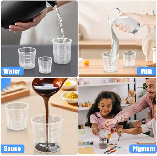 DTDNZKN 3 Pack Measuring Cup Set, Includes 1/2/3.4 OZ (30/40/100ml) | Plastic Liquid Measuring Cups- Baking, Cooking, Mixing & Measuring Cups