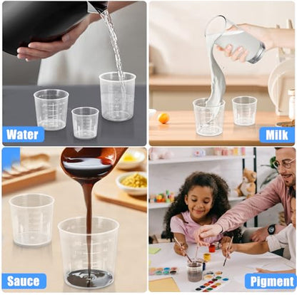 DTDNZKN 3 Pack Measuring Cup Set, Includes 1/2/3.4 OZ (30/40/100ml) | Plastic Liquid Measuring Cups- Baking, Cooking, Mixing & Measuring Cups