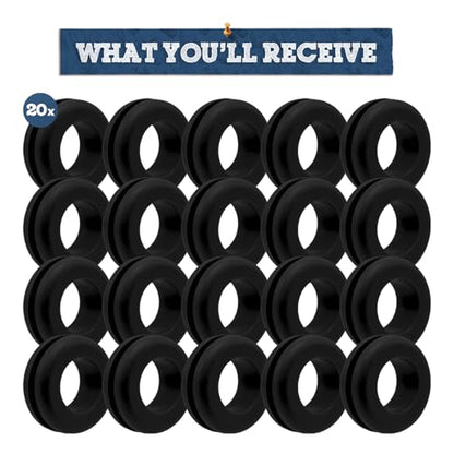 Fermentaholics Airlock Fermentation Replacement Grommets for Fermenter Lid – 20 Pack Grommet Fits 1/2 Inch Hole, For Standard 3/8 in Airlocks, Beer, Wine, Cider, Mead, Fermented Foods (Black) - color: Black