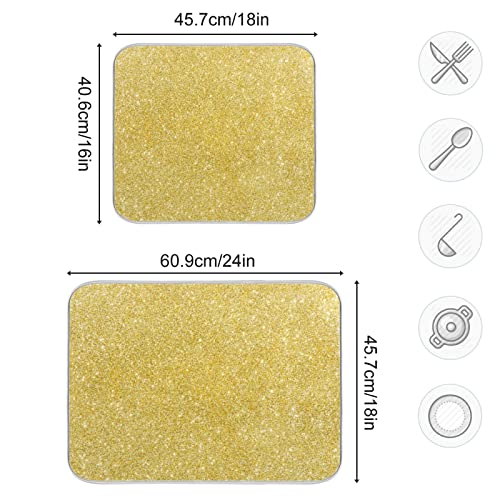 Kcldeci Gold Glitter Dish Drying Mat Kitchen Drying Pad Dish Draining Mat Dish Rack Drainer Pad 18 x 24 - color: A07, size: 18x24in