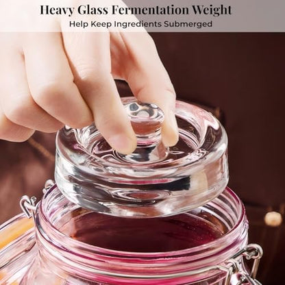 1L Wide Mouth Fermentation Jars, Pack of 2 Complete Fermenting Kit with Airlocks & Glass Weights for Sauerkraut, Kimchi & Pickles - size: 1 Liter