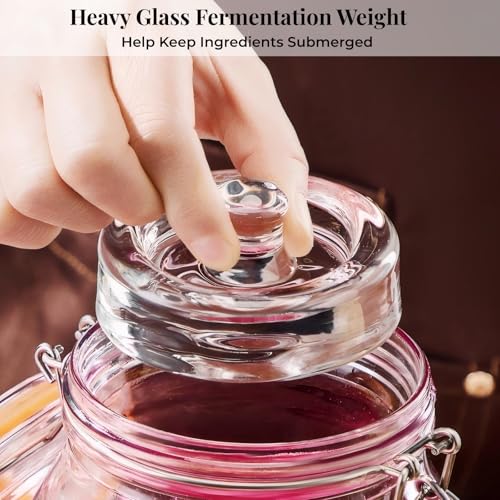 1L Wide Mouth Fermentation Jars, Pack of 2 Complete Fermenting Kit with Airlocks & Glass Weights for Sauerkraut, Kimchi & Pickles - size: 1 Liter