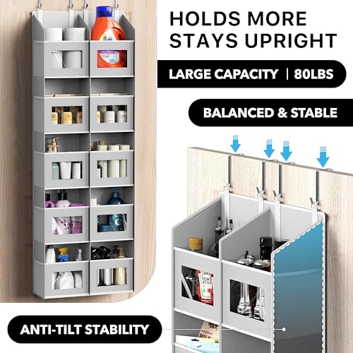 Simple Houseware Extra Large Heavy Duty Over the Door Organizer with 10 Clear Window Pockets, 80 lbs Capacity for Pantry, Closet, Bathroom, Gray - size: 10 Pockets