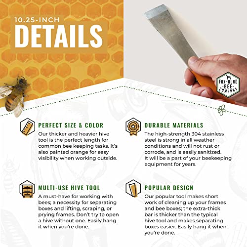 Stainless Steel Beekeepers Hive Tool Set with a Very Strong Flat Bar for Prying Bee Hives Apart, Lifting Frames and Bent Edge for Scraping Your Beehive and Supplies Clean of Wax, 2 Pack - style: Standard Hive Tool -2 Pack