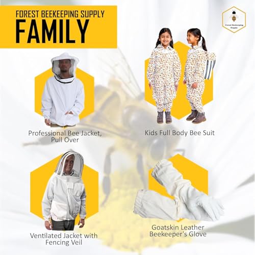 3-Layer Ventilated Bee Suit, Beekeeper Suit Kit with Detachable Fencing Veil and Bee Gloves (Medium) - size: Medium