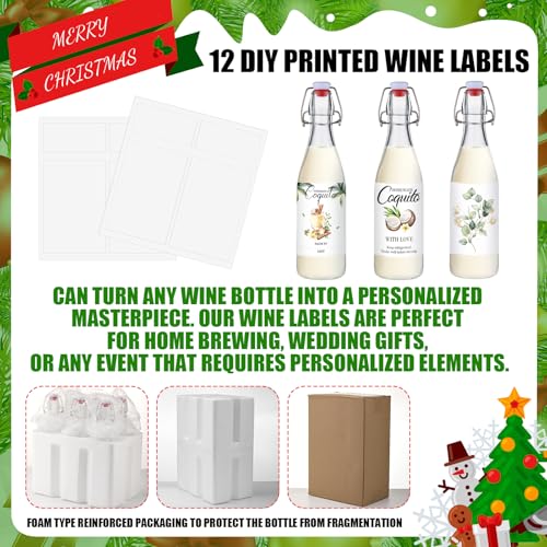 Sieral 6 Set Coquito Bottles 16 oz Christmas Swing Top Glass Bottles Flip Top Brewing Bottle for Vanilla Extract Homemade with Christmas DIY Label Stickers Home Brewing Coquito Beverages Liqueur - color: Christmas DIY
