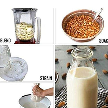 2 Pcs Pro Quality Nut Milk Bag - Big 10"X12" Commercial Grade - Reusable Almond Milk Bag & All Purpose Food Strainer - Fine Mesh Nylon Cheesecloth & Cold Brew Coffee Filter