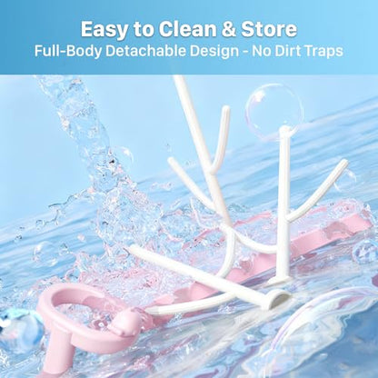 [4-in-1] Baby Bottle Drying Rack Set with Multi-Functional Brushes, Silicone Bottle Brush, Nipple Brush & Straw Cleaner, Space-Saving Countertop Cleaning Kit for Feeding Essentials, BPA-Free (Blue) - color: Blue