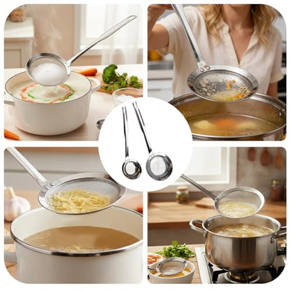 Fine Mesh Stainless Steel Colander，2025 Stainless Steel Filter,Durable Multi-Functional Kitchen Cooking Net Strainer (2-Piece Set),Strainers Fine Mesh，Profesional Stainless Strainer. - size: Extra Large
