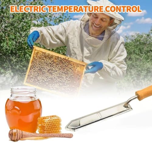 Honey Scraper Cutter, Handheld Electric Honey Extractor, Stainless-Steel Electric Uncapping Knife with Wooden Handle, Honey Cutter for Beekeeper Supplies, Beekeeping Scraper Tool