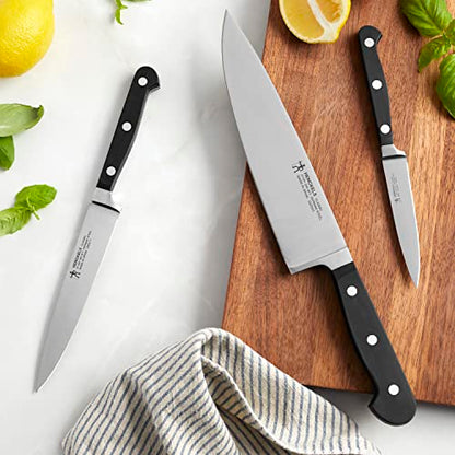 Henckels Classic 3-Pc Starter Chef Knife Set, Razor-Sharp German Engineered | Fully Forged Construction Provides Balance with Traditional Triple-Rivet Handles Enables Comfortable Easy Cutting. - style: Kitchen Knife Set
