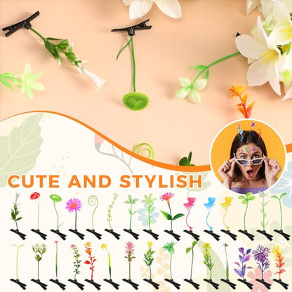 30 Pcs Bean Sprout Hair Clips Rave Mixed Style Plant Hairpins Hair Accessories for Party Irish(Flower Style) - style: Flower Style