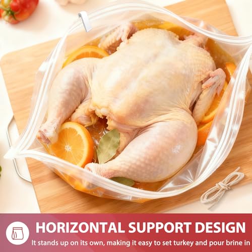 Turkey Brine Bags, 2 Pack Extra Large 26"x22" Brining Bags for Turkey, Holds up 35lb and Above, Double Zip-Lock Brine Bag Kit with 2 Strings & Clips, Thanksgiving, Christmas Essentials - size: 2 PACK