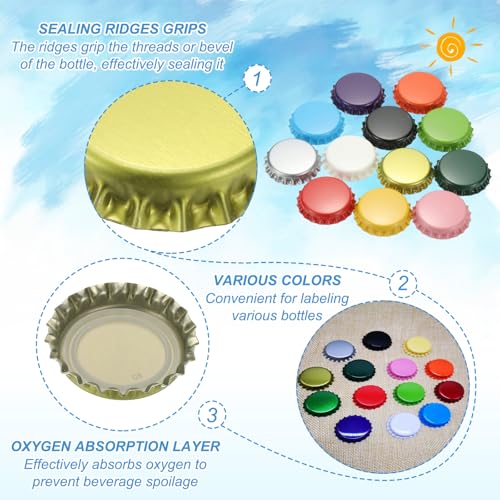 uxcell 60 Pcs Oxygen Absorbing Beer Bottle Caps, 32mm Pry Off Bulk Crown Caps Bottle Toppers for Soda Beer Wine Glass Bottles Home Brewing DIY Pendants or Craft Scrapbooks, Pink - color: Pink
