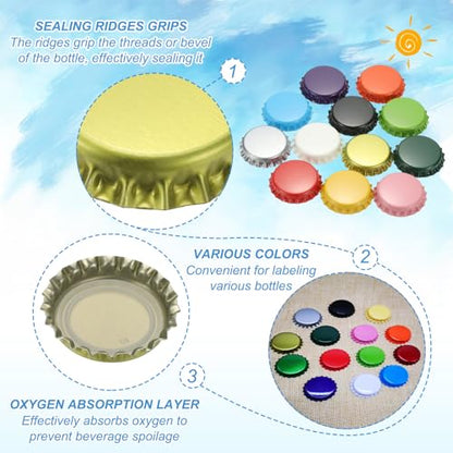 uxcell 60 Pcs Oxygen Absorbing Beer Bottle Caps, 32mm Pry Off Bulk Crown Caps Bottle Toppers for Soda Beer Wine Glass Bottles Home Brewing DIY Pendants or Craft Scrapbooks, Pink - color: Pink