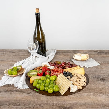 Restaurantware Cater Tek 13.8 Inch Charcuterie Boards 10 Faux Wood Cheese Boards - Round Stackable Dark Paper Cardboard Charcuterie Boards Disposable For Serving At Catered Events - color: Dark, size: 13 3/4"