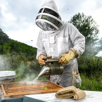 Lawei 4 Pound Burlap Bee Smoker Fuel, Jute Burlap Smoker Fuel for Beekeeping, Natural Bee Hive Smoker Fuels Easy to Light, Long Continuous Burn, Produces Clean and Cool Smoking for Bee Hives Smoker