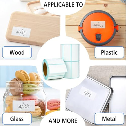 THEBLUETOUCH Dissolvable Food Labels with Dispenser - 1050 pcs, 1" x 2" Water Dissolving Labels, No Residue for Meal Prep & Food Storage Containers, 1050 Count (3 Rolls of 350) - size: 3 Box - 1050 Lables