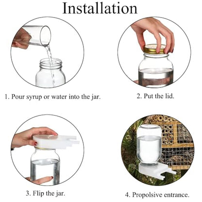 4 PCS Bee Hive Entrance Feeder, Beekeeper Tool Bee Drinking Beekeeping Equipment, for Most Jars - size: 4 PCS
