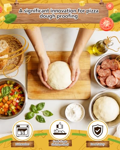 3 Pack Pizza Dough Proofing Container, 1300ML Stainless Steel Proofing Box with Clear Airtight Lid, Stackable Fermentation Storage for Dough Balls & Bread, Includes Cutter - color: Stainless Steel-1300ML