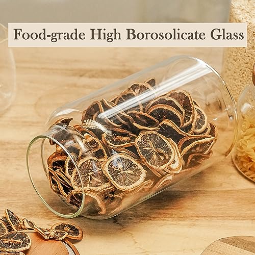 Labina Glass Storage Container Airtight Food Jars Kitchen Canister with Wood Lids, 88 Oz Wide Mouth Pantry Organization Glass Jar for Flour, Sugar, Cookie, Spagetti, Nuts and Candy - size: B5: 88 Oz 1 pcs