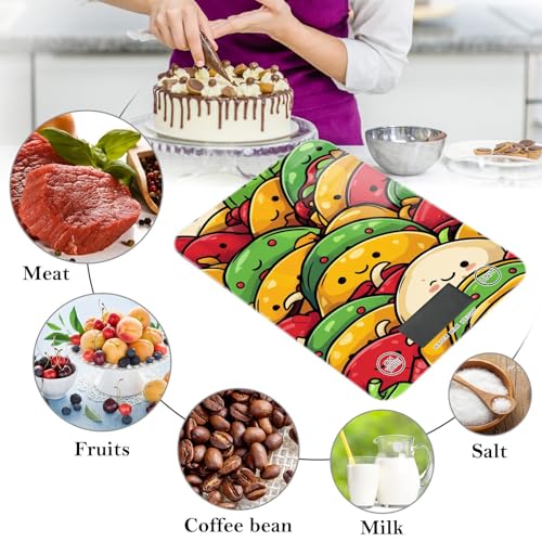 Food Scale Kitchen Scale for Baking Cooking Digital Food Weighing Measuring Scale Small Waterproof Electric Food Scale Cute Cartoon Mexican Tacos - color: Cute Cartoon Mexican Tacos