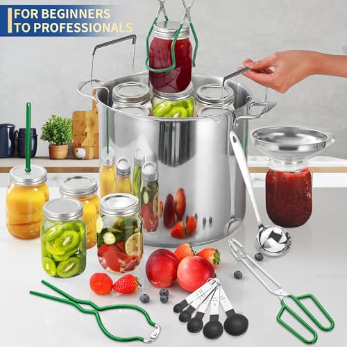Gemfino Canning Supplies Starter Kit with Canning Rack,Canning Kit for Beginners - color: DeGreen