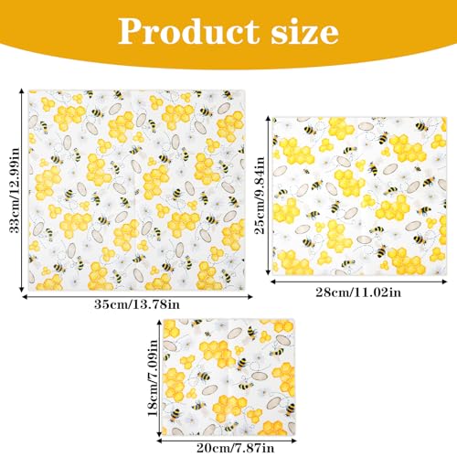 KFHESOMR 3 Pack Beeswax Wraps for Food, Reusable Food Wraps, Beeswax Wraps | Reusable Beeswax Wraps Roll , Organic Sustainable Beeswax Food Wraps, Cut-to-Size, for Bread, Sandwiche, Cheese, Fruit, Snack