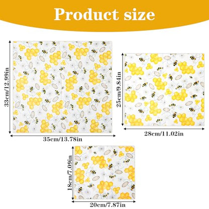 KFHESOMR 3 Pack Beeswax Wraps for Food, Reusable Food Wraps, Beeswax Wraps | Reusable Beeswax Wraps Roll , Organic Sustainable Beeswax Food Wraps, Cut-to-Size, for Bread, Sandwiche, Cheese, Fruit, Snack