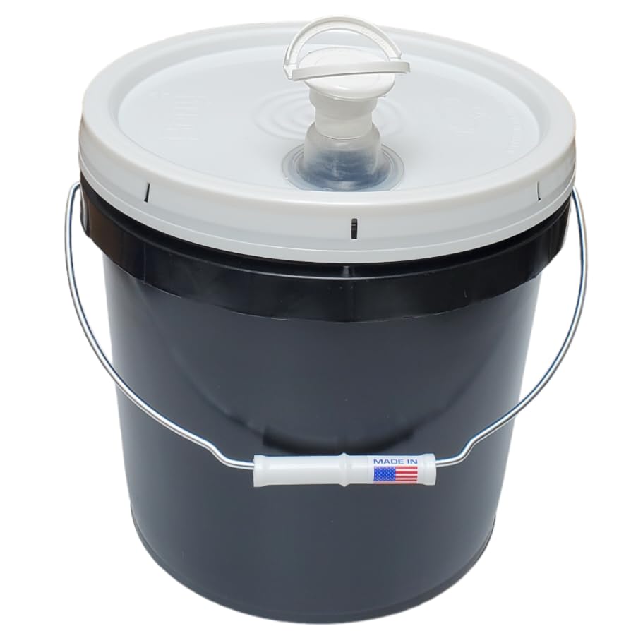 2 Gallon Bucket Pail with Lid & Handle Pour Spout Leak Proof BPA Free Food Safe HDPE Storage Container AirTight Premium Quality Buckets All Purposes Dry & Liquid Contents FDA Compliance (Black) - color: Black