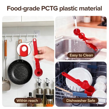 2Pcs Coffee Scoop Funnel 2Tbsp, BPA-Free PCTG, Dishwasher Safe | 51mm Tamper Kit | Fits K-Cup Reusable Pods, Brewer Compatible, Coffee/Protein/Powder, Red, 2 Models A&B - color: Upgraded Combo Red