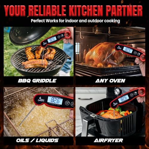 Digital Meat Thermometer with Backlight for Cooking | Instant Read, Waterproof Meat Thermometer | Grilling, BBQ, Smoker, Oven, Turkey and Kitchen