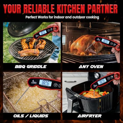 Digital Meat Thermometer with Backlight for Cooking | Instant Read, Waterproof Meat Thermometer | Grilling, BBQ, Smoker, Oven, Turkey and Kitchen