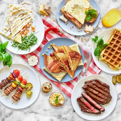 Aigostar Sandwich Maker Panini Press Grill, 3 in 1 Waffle Maker with Removable Non-stick Plates, Electric Grilled Cheese Maker, Portable Cool Touch Handle, Led Indicator Lights & Easy to Clean, 750W - color: Black