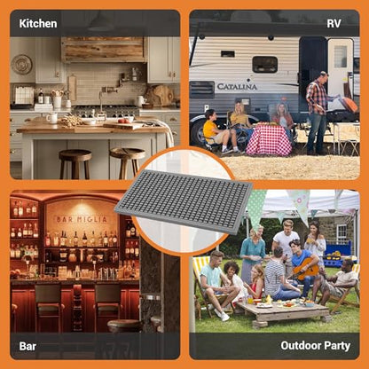 ZJWZLG Bar Mat 5.9"x11.8"(2Pcs) Non-Slip Rubber Bar Mat, Spill Proof & Flat Design,Easy to Clean Textured Surface forHome Bar,Coffee Station, Bartending - Protects Countertops & Glassware(Gray). - color: Grey-2pcs, size: 6" x 12"