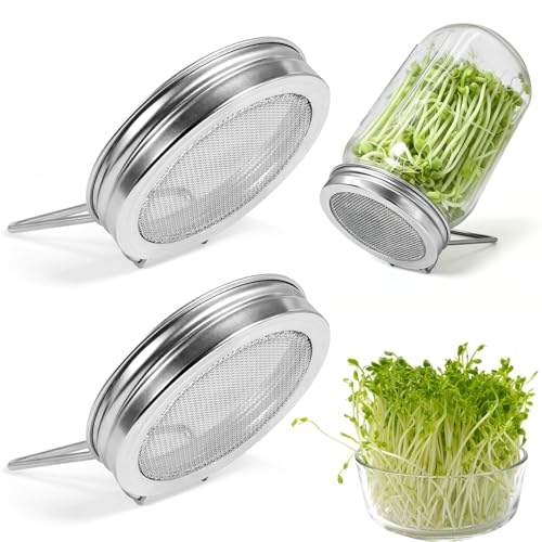 Uncle Yang Sprouting Lids 2Pack Sprouting Lids for Wide Mouth Mason Jars with Stainless-Steel Sprouter Lids & Stand for Broccoli, Alfalfa, Mung Bean Plant Germination Kits - size: Wide Mouth Sprouting Lids 2Pack
