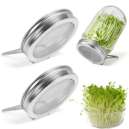 Uncle Yang Sprouting Lids 2Pack Sprouting Lids for Wide Mouth Mason Jars with Stainless-Steel Sprouter Lids & Stand for Broccoli, Alfalfa, Mung Bean Plant Germination Kits - size: Wide Mouth Sprouting Lids 2Pack