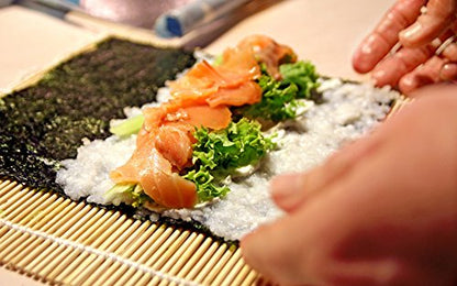 BambooMN 6x Green Bamboo Sushi Rolling Mat Set, Bulk Sushi Roller Mats 9.5", All Natural Bamboo - color: Green, size: 9 Inch x 9 Inch